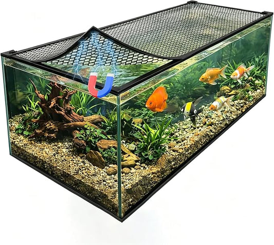 Magnetic Aquarium Lid Fish Tank Top Cover Hood Anti-Jumping Mesh Net for Fishs Tank Top Cover to Protect Fishes Jumping Out of for up to 40 Gallon Fish Tank