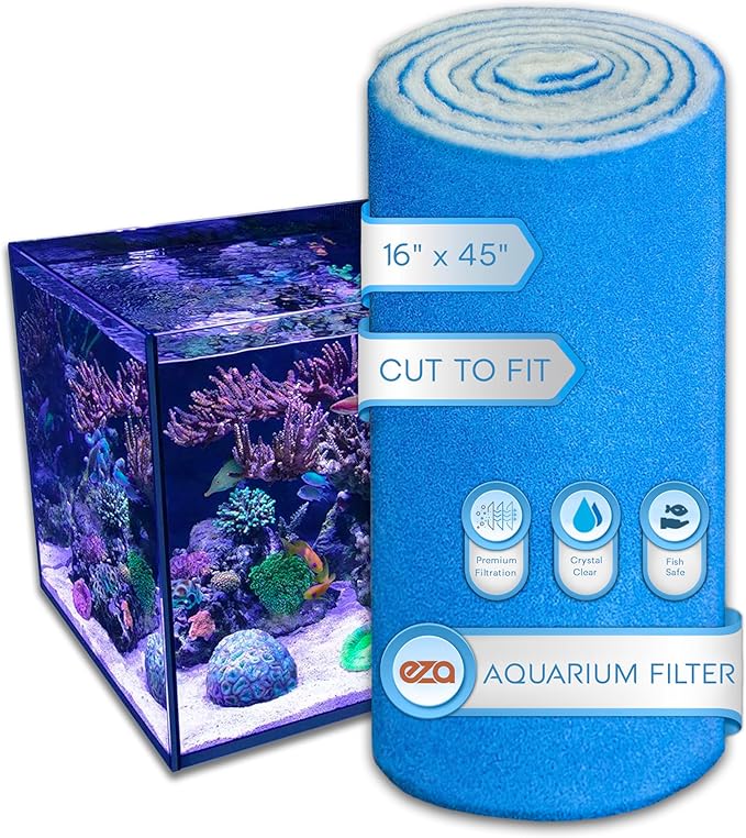 Aquarium Filter Floss for Fish Tank Filters, Aquarium Filter Pad - Media Roll for Crystal Clear Water (45 Inch Long, 16 Inch Wide)