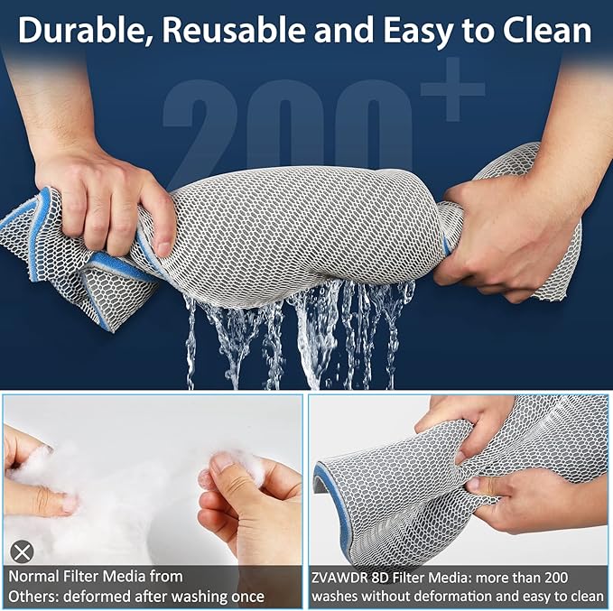 Aquarium Filter Media, Upgraded 8-Layer Filter Sponge Pad for Fish Tank and Pond, Super Filtering Effect, Cut to Fit, Reusable and Washable Aquarium Filter Floss (11.8” x 47.2” x 0.8")