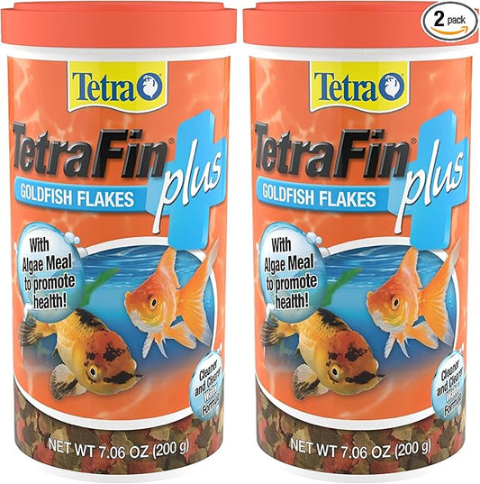 TetraFin Plus Goldfish Flakes 7.06 Ounces,Balanced Diet,with Algae to Promote Health,(Pack of 2)