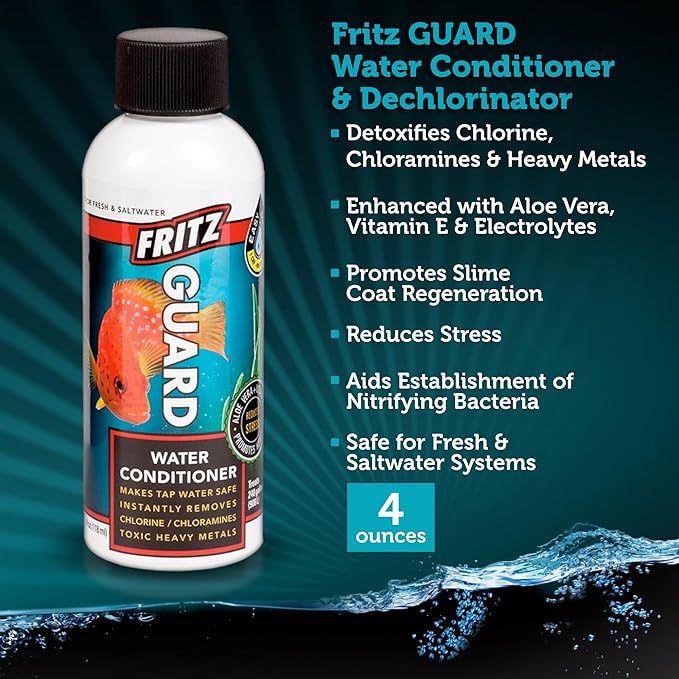 Fritz Aquatics FritzGuard Water Conditioner/Dechlorinator Makes Tap Water Safe for Fresh & Salt Water Aquariums (4-Ounce)
