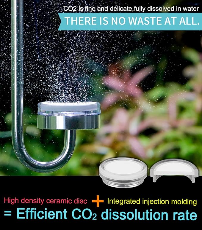 Aquarium Stainless Steel CO2 Diffuser Atomizer with Integrated Check Valve, DC300-25