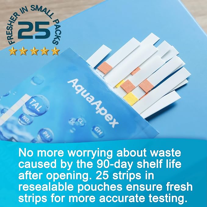 7-in-1 Fish Tank Test Strips |100 Strips | for Freshwater & Saltwater | for Aquarium Tanks & Ponds | Aquarium Test Kit Test Nitrate, Nitrite, Total Hardness, Alkalinity, Carbonate Hardness & moer