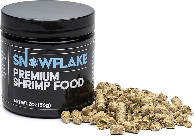 Aquatic Arts Shrimp Food Pellets for Freshwater Aquariums – Neocaridina & Sulawesi Diet, Large Snowflake Sinking Pellets for Live Aquarium Invertebrates, 2oz