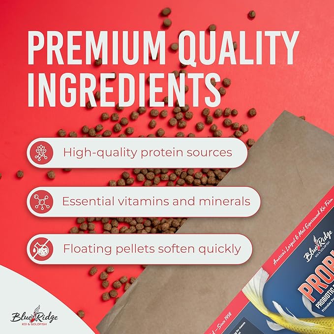 Blue Ridge Fish Food 50lb, Probiotic Plus 3/16" Floating Pellet, Koi Goldfish Food
