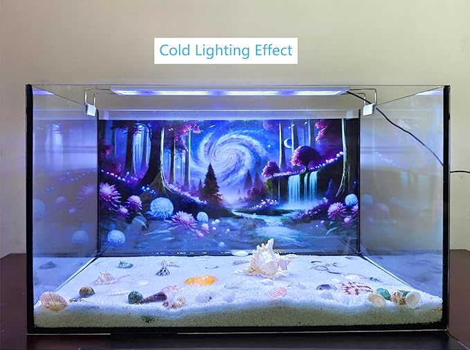 Fantasy Galaxy Starry Sky Aquarium Background Glowing Plants Fish Tank Background 30x18 Inches PVC Glass Container Decoration with Tapes