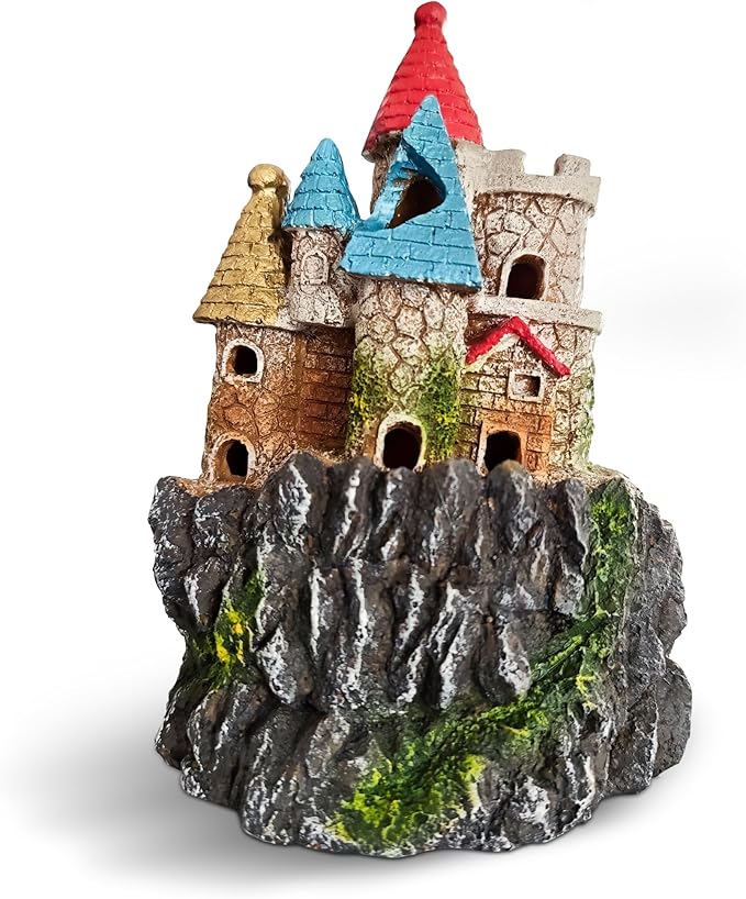 Fish Tank Castle Aquarium Decor – Large Resin Aquarium Ornaments for Aquarium Decorations, Safe Hideout Cave for Small Fish & Shrimp, Fairy Tale Fish Tank Accessories for Aquascape & Gifts