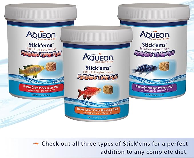 Aqueon Stick'ems Freeze-Dried High Protein Pet Fish Treat , 0.42 oz