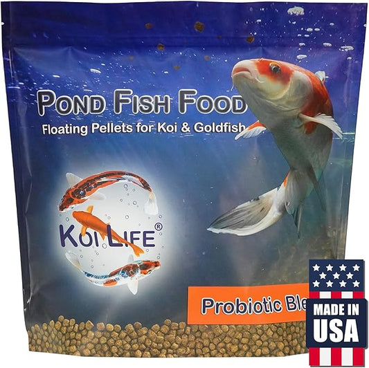 Pond Fish Food Probiotic Blend | 3.5 lb Floating Pellets for Koi & Goldfish | Premium Food in a Resealable Foil Pouch for Freshness