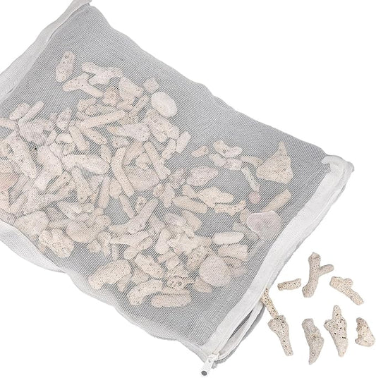 Crushed Coral Filter for Aquarium & Fish Tank, Reusable Aquarium Crushed Coral Freshwater Biological Filter Media Bag to Raise pH for Pond Saltwater & Freshwater Tank