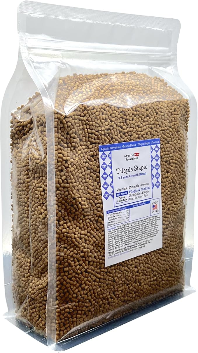 Aquatic Provisions Tilapia Staple Growth Blend 2.5 lbs, Floating 3.5mm Pellets Fish Food