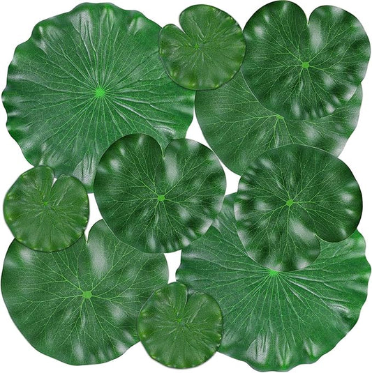 10 Pcs Realistic Lily Pads Leaves for Ponds, Artificial Floating Foam Lotus Leaves, Water Lily Pads Artificial Foliage Pond Decor for Koi Fish Pool Patio Aquarium
