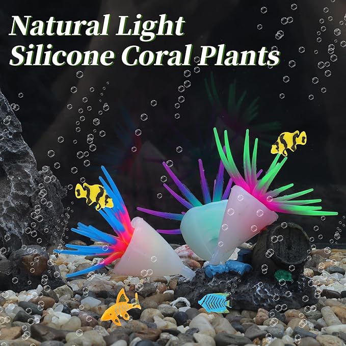 Fluorescent Aquarium Coral, Vibrant Glowing Effect, Fish Tank Decorations, Artificial Accessories, Purple, Blue