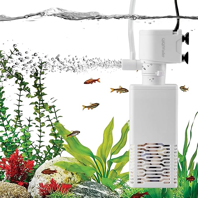 Fish Tank Filter,40-70 Gallon Fish Tank Filter,15W 172GPH,Equipped with Adjustable Aeration Function.
