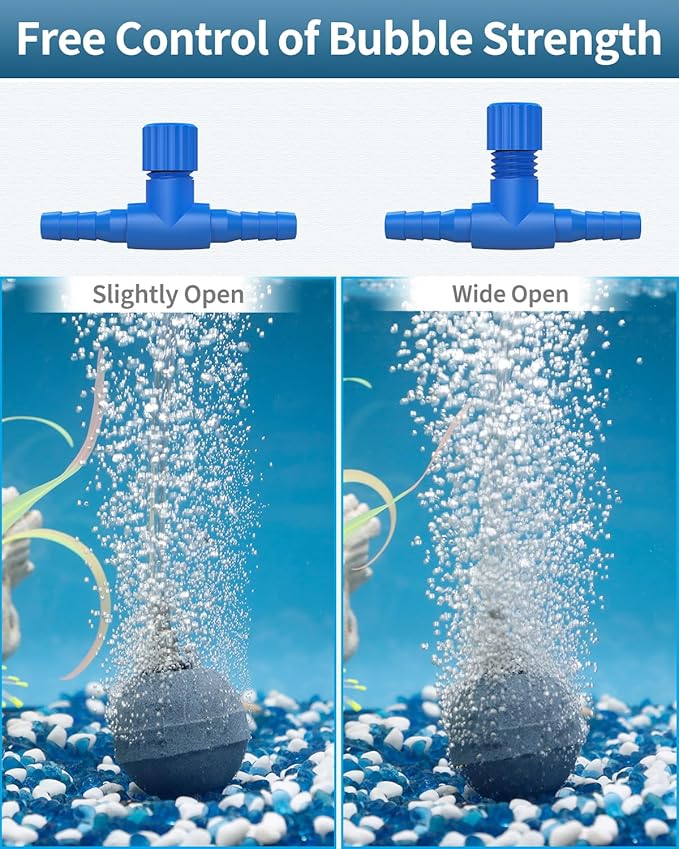 Pawfly Aquarium Air Control Valves for 3/16" ID Airline Tubing Single Way Plastic Air Flow Controllers Regulators Adjustable Blue Hose Connectors Air Pump Accessories for Fish Tanks, 10 Pack