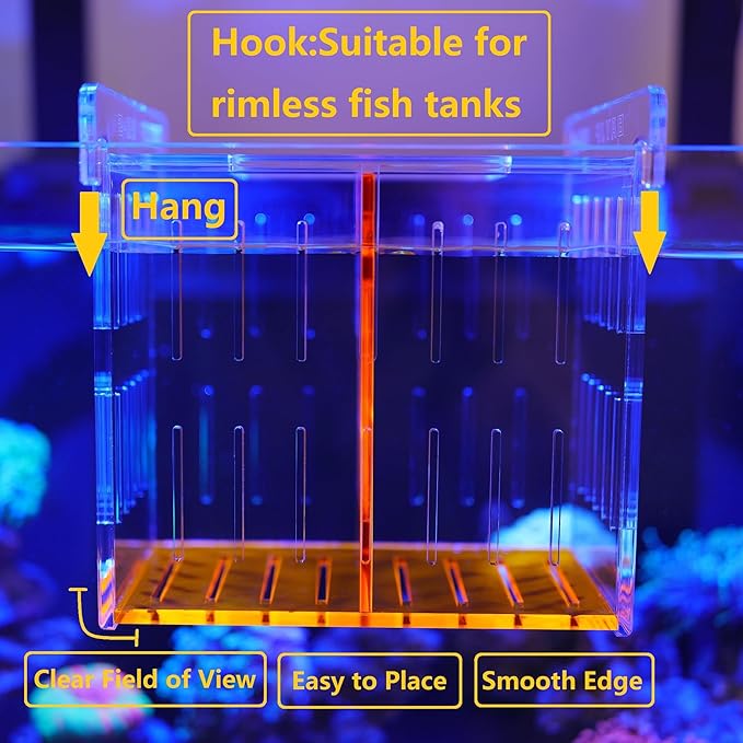 Acrylic Acclimation Box for Saltwater Fish and Reef Coral Quarantine Isolation Box for Aquarium Fish Hydroponic Plant External Breeding Box