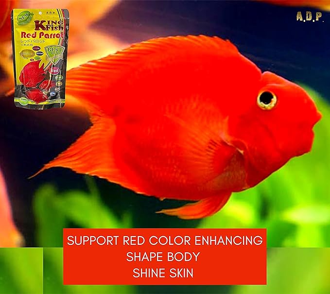 High Protein 45.5% Red Parrot Fish Food & Cichlid Fish Feed Floating Pellet 1.5 mm, 100 g. Astaxanthin Color Enhancing Highly Nutritious for Growth Fast, Big Body Healthy Shine Skin Tropical Fish