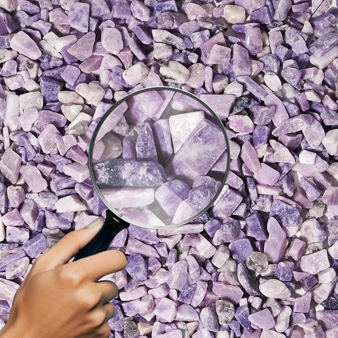 Lepidolite Crystal Chips 1lb (600+ Pieces) – 8-15mm Natural Purple Mica Stones for Anxiety Relief, Jewelry Making, Meditation, Emotional Healing & Spiritual Gifts – Stone of Balance & Transition