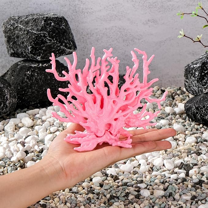 2 Pack Artificial Coral Reef Decor for Aquarium Pink and White Fish Tank Decorations for Landscaping Cute Plastic Ornaments for Terrarium