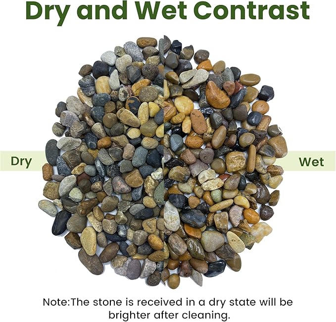 SIDONG 5LB Natural Aquarium Gravel, Small River Rocks for Fish Tank, Garden & Vase Decor - 2/5 Inch Pea Gravel, 8-12mm Polished Stones for Landscaping, Potted Plants, Terrarium
