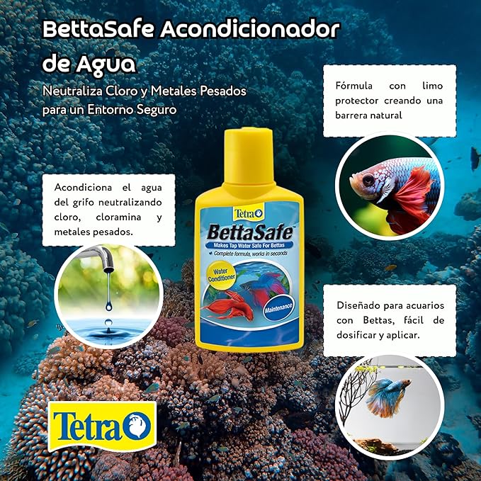 Tetra BettaSafe, Aquarium Water Conditioner For Bettas, 1.69-Ounce, 50ml, Golds & Yellows (16837)