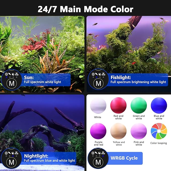 hygger 360GPH Electric Aquarium Gravel Cleaner and New Mode 24/7 Timer LED Aquarium Light