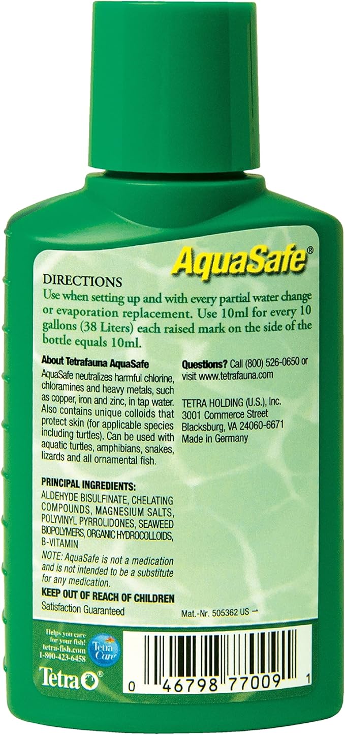 TetraFauna AquaSafe for Reptiles and Amphibians 3.38 Oz, Aqua-Terrarium Water Conditioner, Makes Tap Water Safe (Pack of 2)