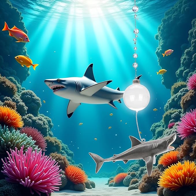 1 Pc Floating Shark Ornament - Adjustable Aquarium Shark Animal Decor | Aquarium Floating Shark Ornaments Thematic Ornaments Suitable for Aquarium All Kinds of Fish Tank and Home, Shark Pool Décor