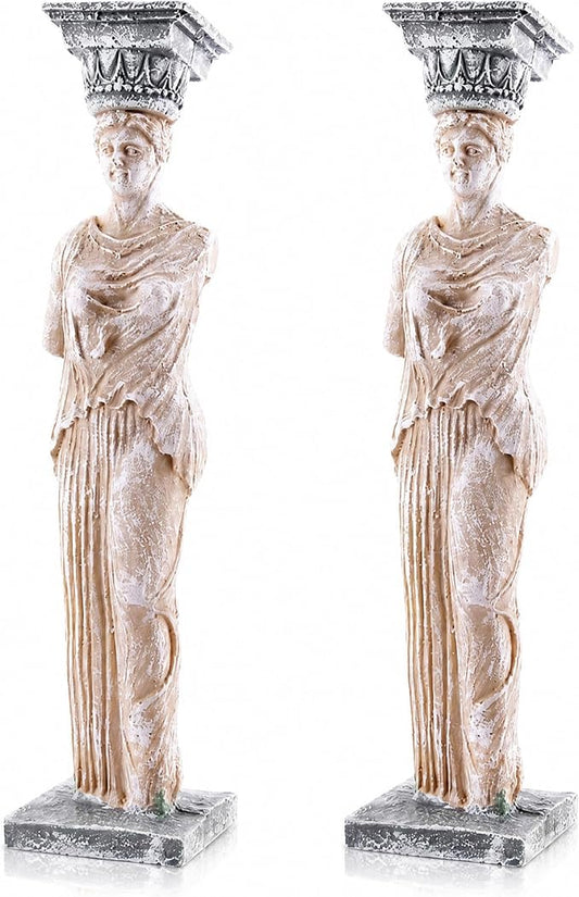 POPETPOP 2 Pcs Greek Aquarium Decorations: Fish Tank Resin Large Goddess Statue, Aquarium Statue Decorations Roman Pillar Sculpture for Fish Tank Home Decor (8.26 Inch)