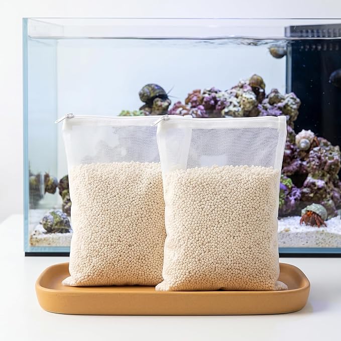 Aquarium Filter Resin for Water Purification, 2 Bags x 300ml, Tannin Remover, Odor Eliminator for Crystal Clear Water (2)