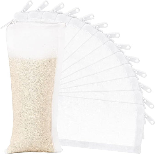 Geiserailie 15 Pcs Aquarium Filter Media Bags 150 Micrometer Fine Filter Bags Mesh Reusable with Zipper for Activated Carbon Resins (3.1 x 7.9 Inch)