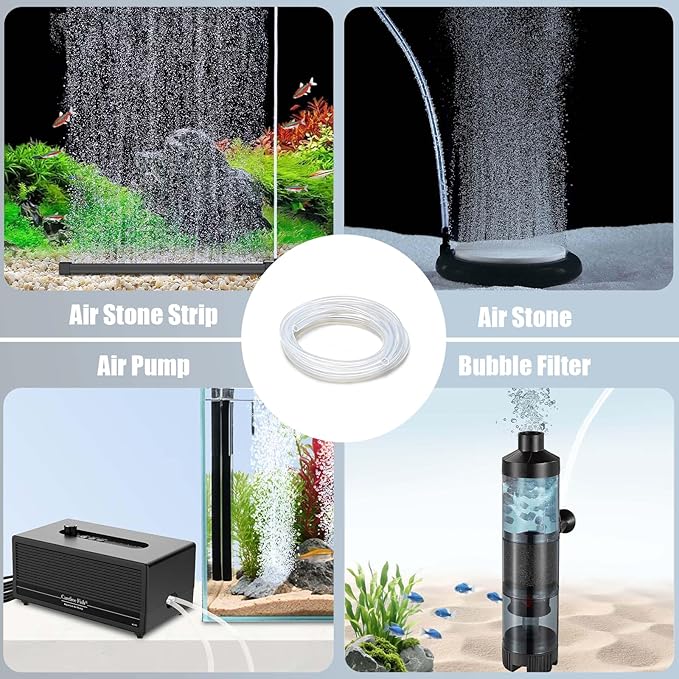 Carefree Fish Aquarium Silicone Airline Tubing Odorless Anti-Fall-Off Air Hose 6Ft 3/16" (4mm) ID for Fish Tank Air Pump Air Stone and Bubble Filter