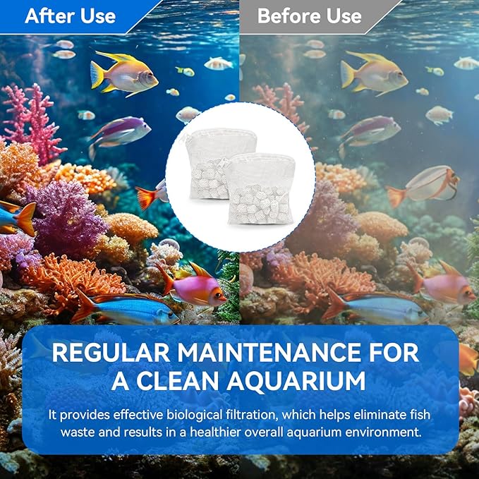 80g Biomax for Aquarium Filter Media Replacement for Fluval Aquaclear AC50 Power Filter, 2.8 Oz / 80 G Biological Material Remover Inserts for Use in Freshwater & Saltwater Aquariums(2 Pack)