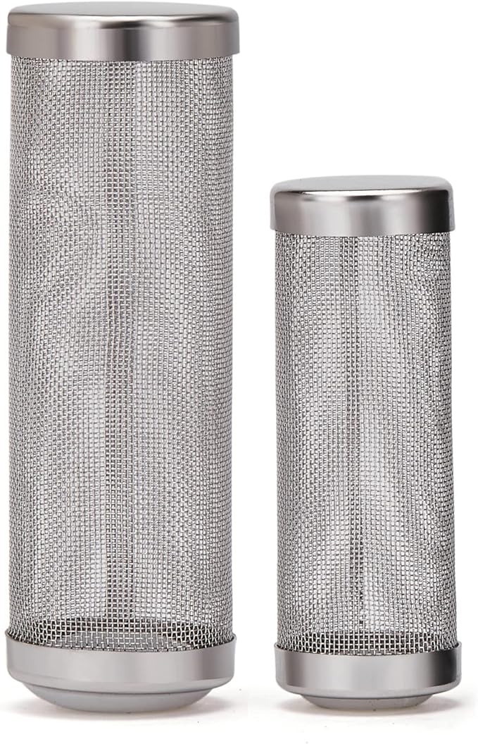 2 Pcs 12mm/16mm Stainless Steel Aquarium Filter Intake Guard Mesh Cover,Fish Tank Filter Guard with 2PCS Filter Sponge for Breeding Fish Shrimp Tank