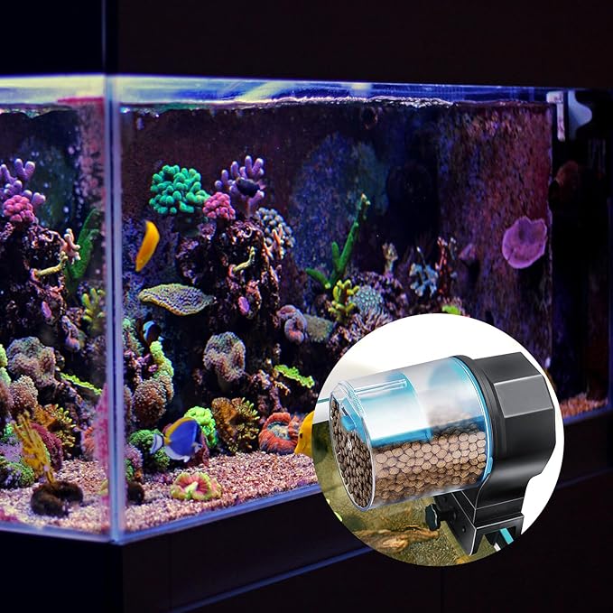 Automatic Intelligent Fish Feeder for Aquarium and Turtle Tanks, Fish Feeding Device with High Capacity Storage, Household Aquarium Feeder Suitable for Vacation and Daily Use