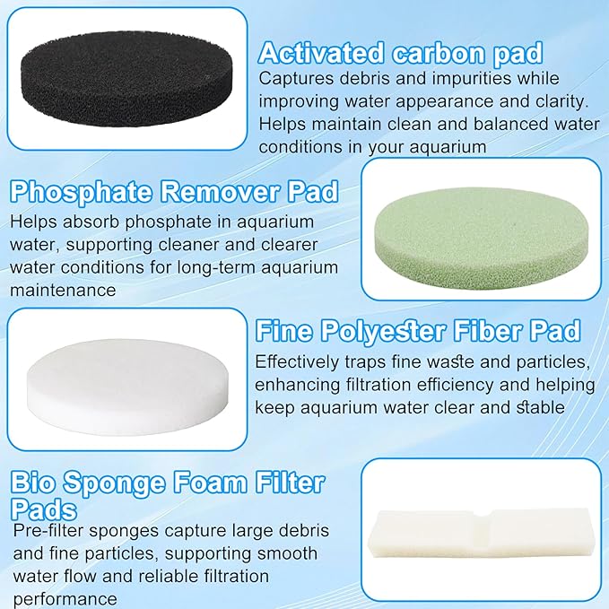 30pcs FX4 Canister Filter Media Replacement Kit Compatible with Fluval Fx4 Fx5 Fx6 Include Carbon Foam Filter Pads, Foam Block,Aquarium Maintenance Quick Clear/Water Polishing Pads