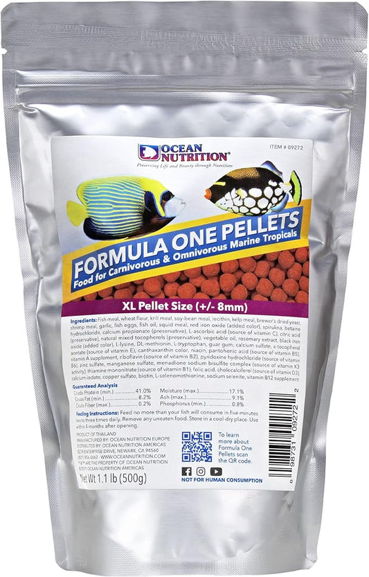 Ocean Nutrition Fish Food - Tropical Fish Food, Soft Moist Sinking Pellets, High Protein(41%) Guppy Food, Fish Food Flakes Alternative, 1.1 lbs (500 g), XL Pellet