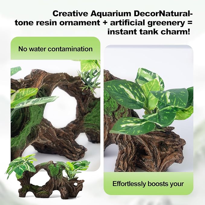 8 Pcs Driftwood Cave Aquarium Decor Decor Silk Aquarium Plants Leaves are Soft and Safe for Aquarium Decoration and Fish Tank Decoration