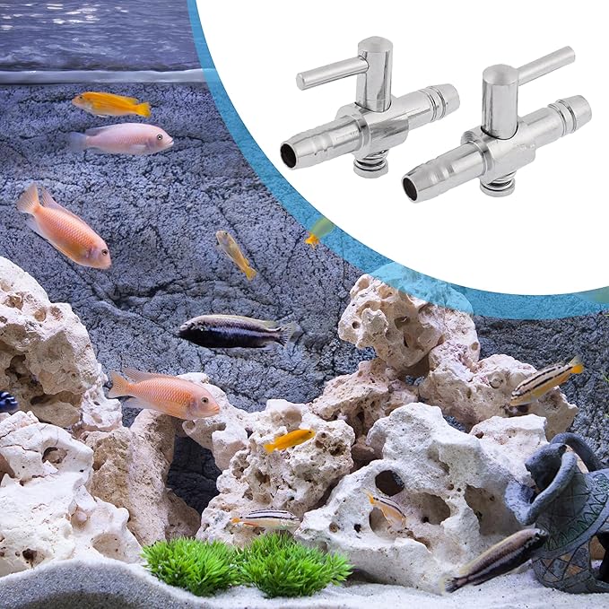 Air Pump Control Valve, Single Way Air Valve Distributor for Aquarium Pump, 1.2X 0.8X 0.3 Inch (Silver Tone 2pcs)