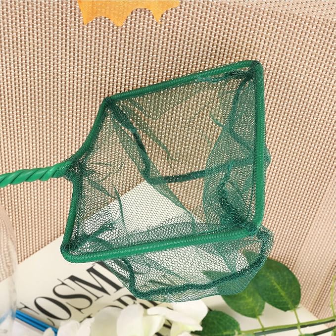UKCOCO 5pcs Aquarium Fish Net, 3 Inches Small Mesh Fish Catch Nets with Plastic Handle Unbreakable Fish Tank Goldfish Net Green