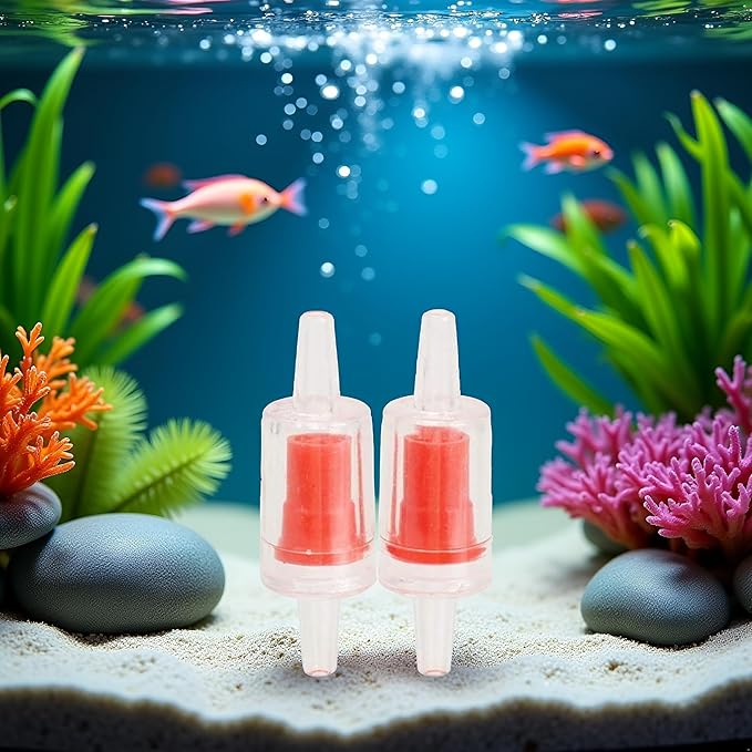 2Pcs Red Backflow Prevention Valve Aquarium Check Bubble Air Pump Valve for Fish Tank Aquarium Air Pump Accessories