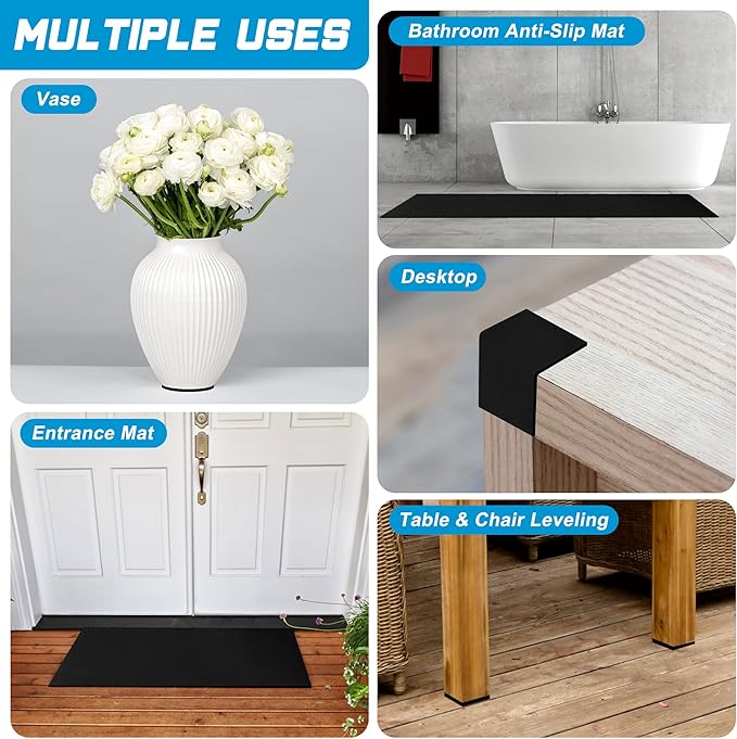 30 x 15 x 0.2 Inches Aquarium Leveling Mat Set, Liveek Waterproof Fish Tank Pad with Scissors & Measuring Tape, Black Easy to Cut Neoprene Mat for Under Tank