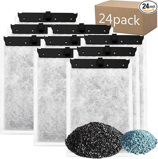 Aquarium 24 Pack Medium Filter Cartridges with Zeolite, Compatible with Whisper Filters 10i, IQ10, PF10 Power Filters