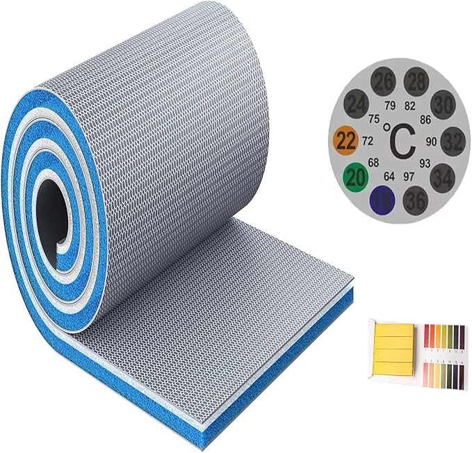 8-Layer Aquarium Filter Media Pad (39"x4.8"x0.8") - Premium Sponge Filter for Fish Tank, Pond & Aquarium, Cuttable & Washable Filter Floss for Crystal Clear Water＋ PH Test Strips ＋ AQ Thermometer