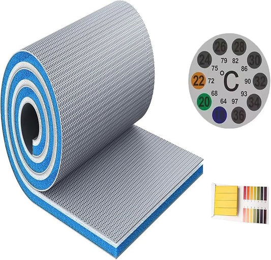 8-Layer Aquarium Filter Media Pad (39"x4.8"x0.8") - Premium Sponge Filter for Fish Tank, Pond & Aquarium, Cuttable & Washable Filter Floss for Crystal Clear Water＋ PH Test Strips ＋ AQ Thermometer