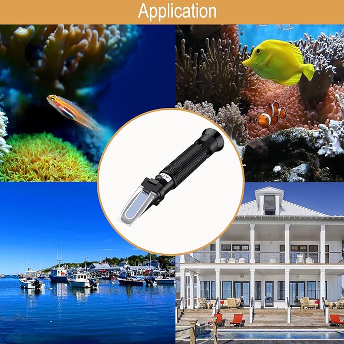 Professional Salinity Refractometer,Salinity Tester, Salt Tester for Saltwater Pool, for Saltwater Aquarium, Pools, and Tanks,Dual Scale 0-100 PPT & Specific Gravity 1.000-1.070 with ATC Function