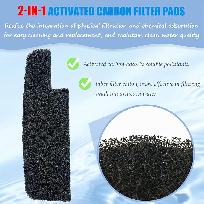SHIGATSU 4 Set Three-Stage Filters Replacement Media Kit for Seachem Tidal 55 Filter, Replacement Aquarium Filter Sponge and Activated Carbon Pad for Fish Tank Filter