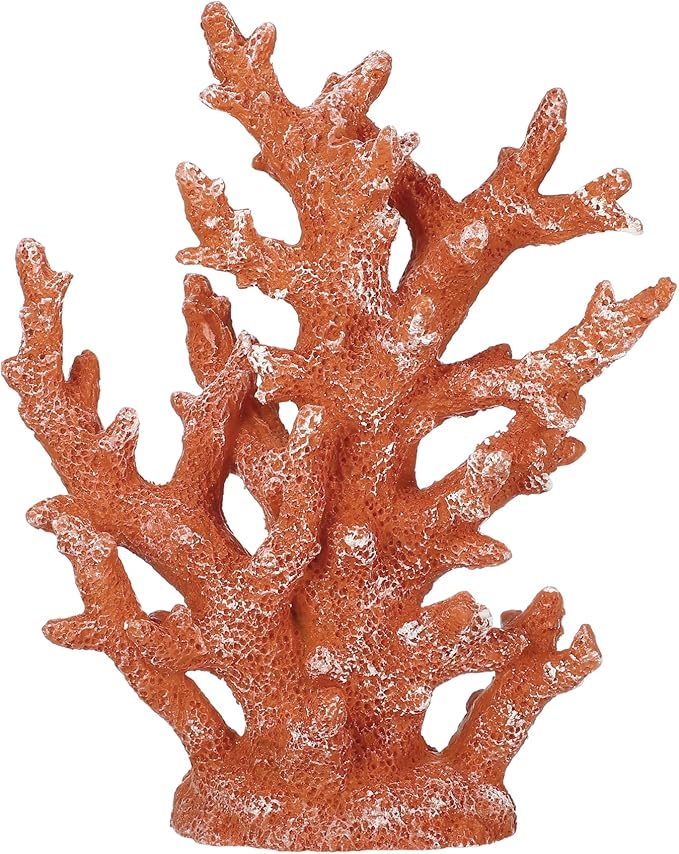 Artificial Coral Decor - Resin Coral Statue Home Decor, 7.48"x2.36"x9.45", Orange