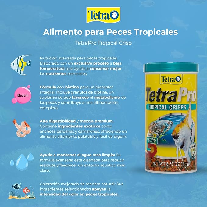 TetraPro Tropical Crisps 6.70 Ounces, Fish Food, Advanced Clear Water Formula