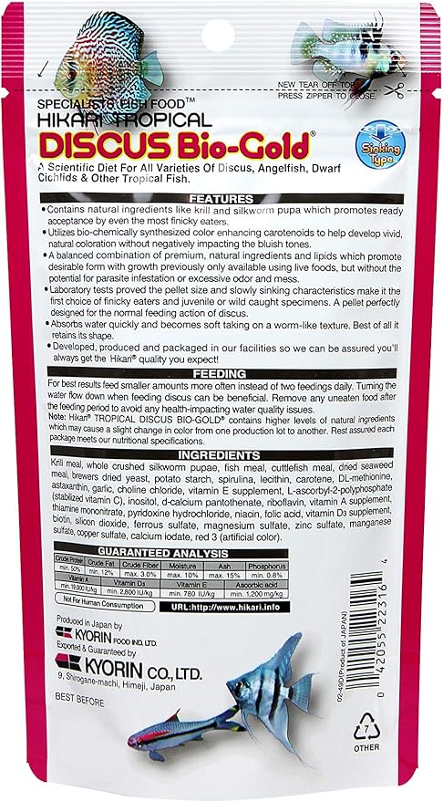Hikari Tropical Discus Bio-Gold Fish Food, 2.82 oz (80g)